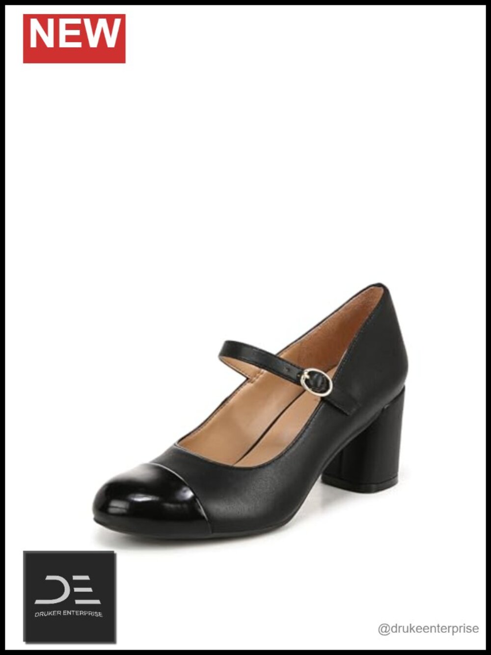 Women's Cap Toe Block Heel Pumps Mary Jane Shoes 2.5" Heel Comfort